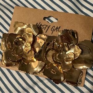 Nasty Gal Gold Floral Statement Earrings